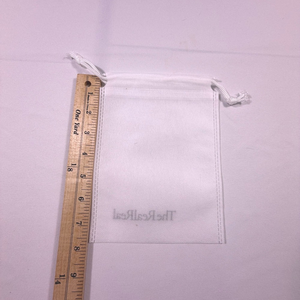 The RealReal White Jewelry Dust Bags Set of 2 Small Drawstring Pouches LogoPrint - Picture 4 of 5